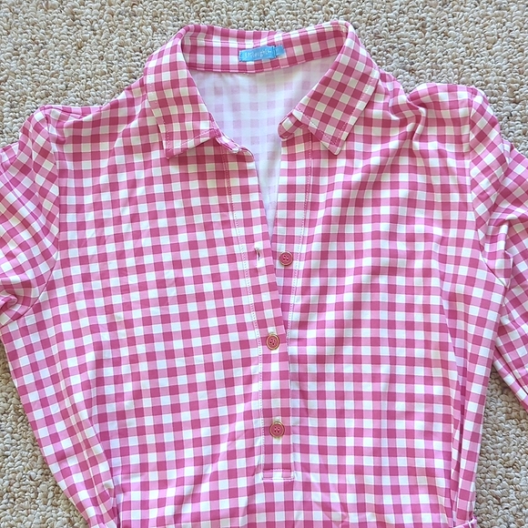 J.McLaughlin belted shirt dress, pink gingham print. Size M NWOT - Picture 2 of 9
